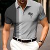 Men Polo Shirt Coconut Tree Stripes Short Sleeve 3d Print Tops Fashion Polyester Breathable Comfortable Polos Shirts