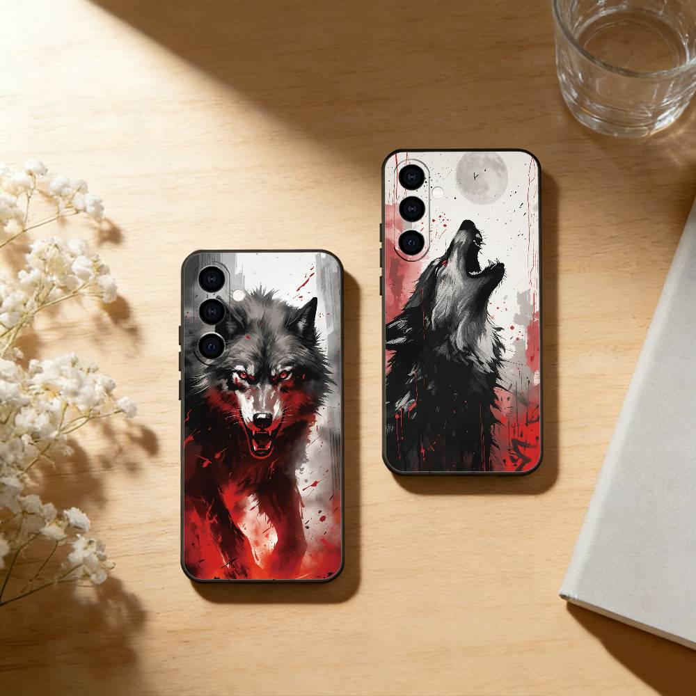Чехол для телефона с волком для Samsung Galaxy A73, A72, A71, A70, A53, A52, A51, Другие Мягкий черный чехол