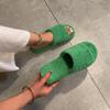 Large Size Casual Warm Fluffy Slippers Autumn New Women's Slippers European and American Home Flat Slippers