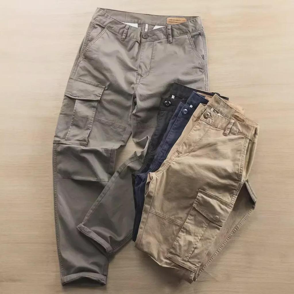 Men's Autumn Multi-Pocket Overalls: Straight-Leg Three-Dimensional Fashion Pants for Outdoor and Construction Use