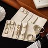Jewelry Organizer Roll Premium Leather Multi Compartment Storage For Earrings Necklaces Rings Travel  Foldable Case