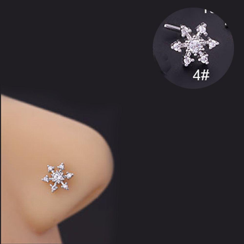 Бабочка, звезда, змея, корона, циркон, титановая сталь, ювелирные изделия для пирсинга, носа, ногтей, L-образные шпильки для носа