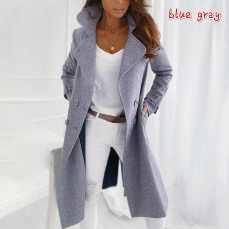 Women Cashmere Coat Warm Winter Woolen Overcoat Long Full Sleeve Trench Jacket Outwear Cardigan