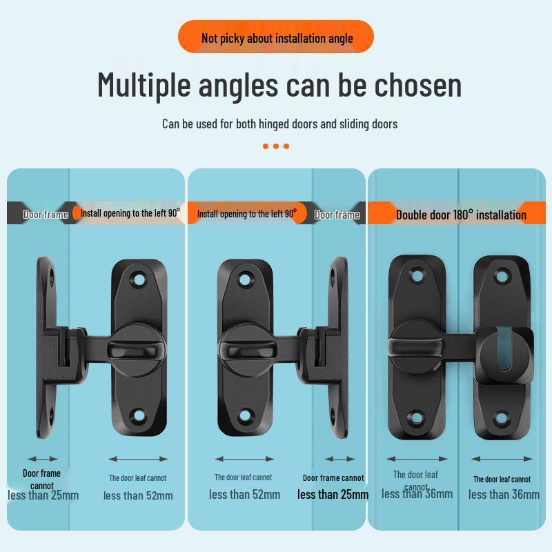 Замок амбарной двери 90°: Защелка без сверления, Карманная пряжка для раздвижной двери, Антивандальный болт