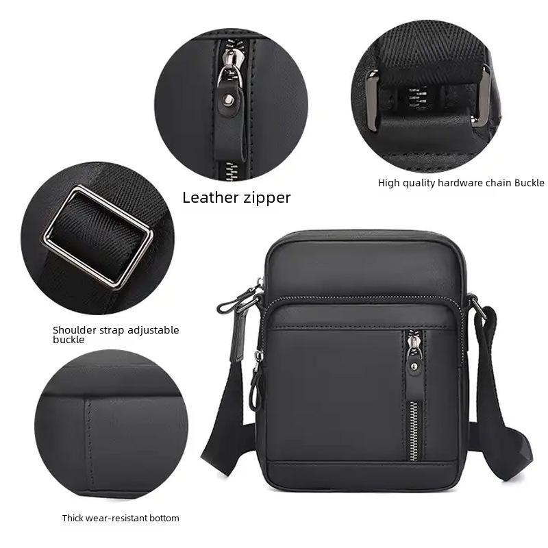 Jiameida Men's Small Lightweight Genuine Leather Messenger Bag Casual Cowhide Shoulder Bag