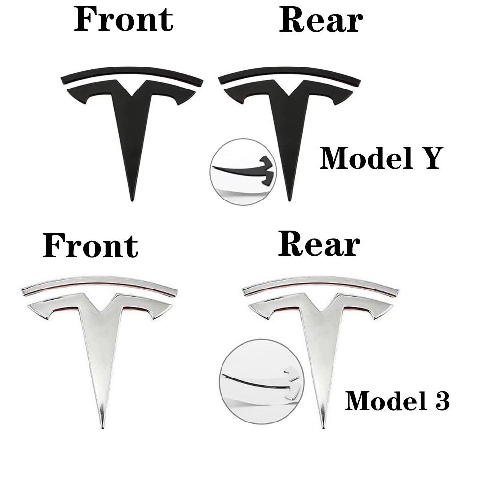 ZTFT9 1 pcs suitable for Tesla logo Model 3 Mode Y car front hood logo sticker design, rear trunk badge accessory