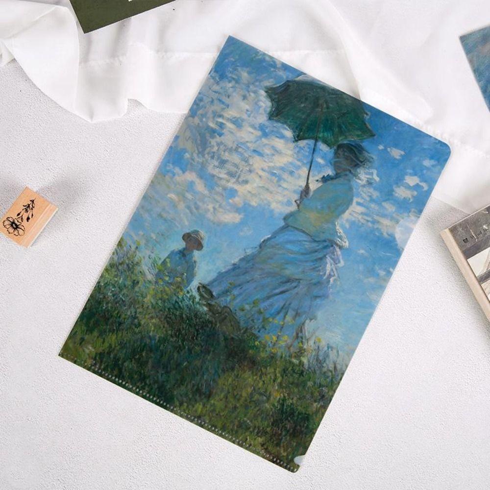 Папка-презентация Папка L-образной формы Серия «Забавные известные картины» Документы Органайзер для бумаги Сумка для хранения Папка для файлов A4 Настольный