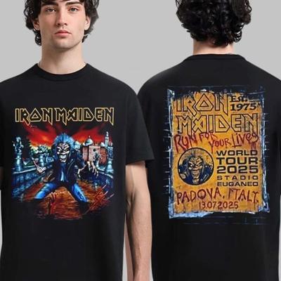 Футболка Iron Maiden Run for Your Live Памятная Футболка с концертов мирового тура в разных странах Мужская хлопковая футболка Летняя