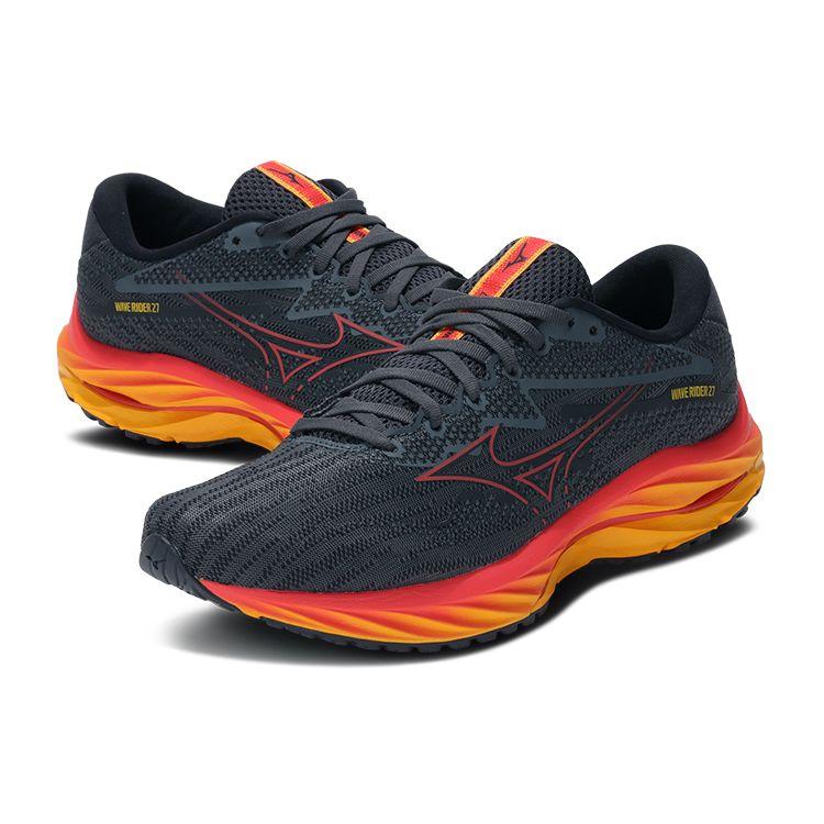 Mizuno Wave Rider 27 Turbulence Cayenne Citrus Мужские кроссовки Серые J1GC230351