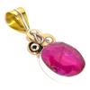 Red Ruby(Simulated) Handmade 925 Sterling Silver Two Tone Pendant 1.75" U3n17
