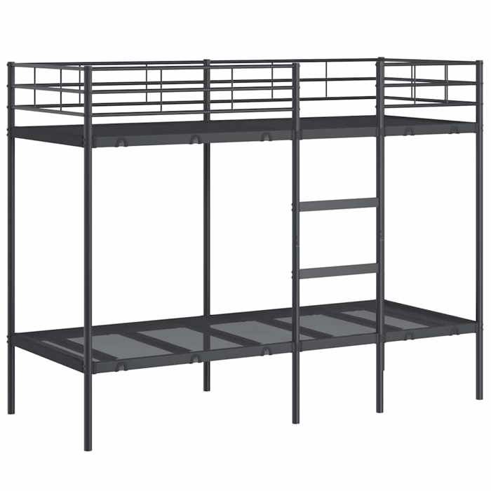 VidaXL Bunk Bed Without Mattress Black 75x190 Cm Steel, Bed Frame, Slatted Base, Bedroom Furniture, Loft Bed, Frame of 42000319