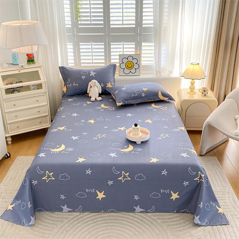 Cute Cartoon Panda Flat Sheet Kawaii Love Heart Bed Sheet Set for Girls Boys Room Decor Cotton Twin Bed Cover with 2 Pillowcase