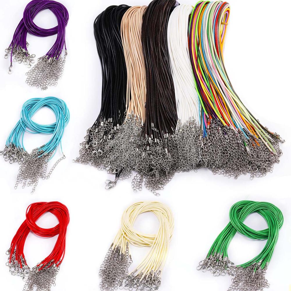 10Pcs 1.5/2mm Fauxs Leather Handmade Adjustable Braided Rope Pendant Charm DIY Findings Lobster Clasp String Cord Jewelry Making