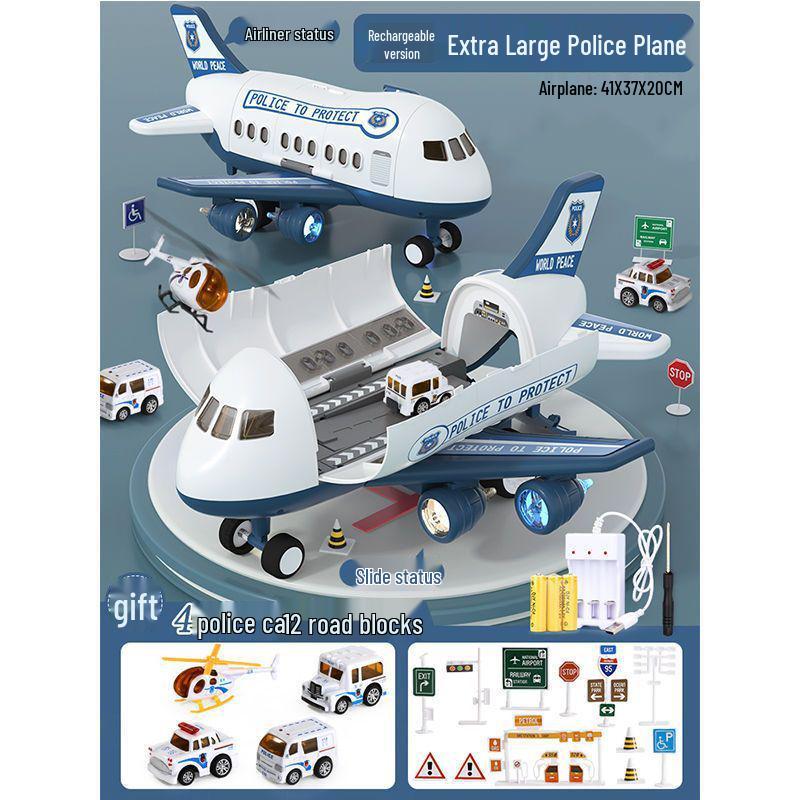 Extra Large Transforming Airplane Toy with Music and Storage Features for Kids