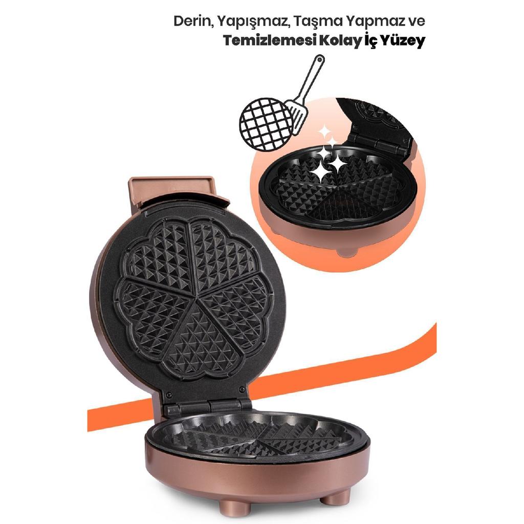 Caramel 1000w Overheating Resistant Waffle Maker With Deep Plate To Prevent Overflow