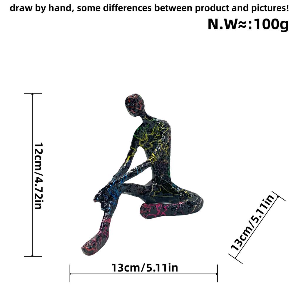 Abstract Yoga Figure Statues Colorful Graffiti Art Figurine Modern Style Home Living Room Desktop Wine Cabinets Resin Ornaments