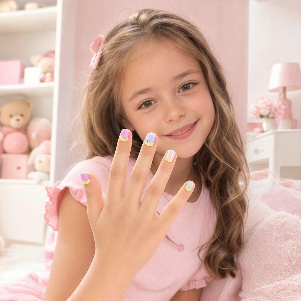 Cat's Eye Press On Nails Short Nail Tips New Nail Stickers Children Wearing