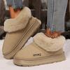 Anti-slip Thick Plush Snow Boots Women Faux Suede Platform Fur Winter Boots Woman Slip On Warm Cotton Padded Shoes Female 45