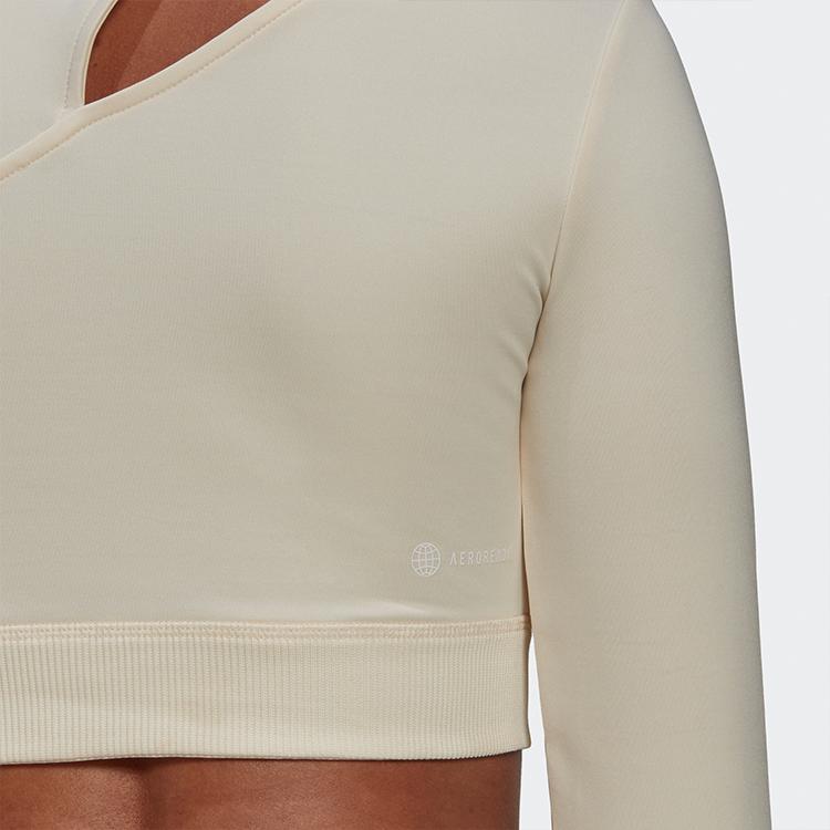 Adidas Сплошная спортивная футболка с длинным рукавом для фитнеса, женские топы, светло-желтые HM3180