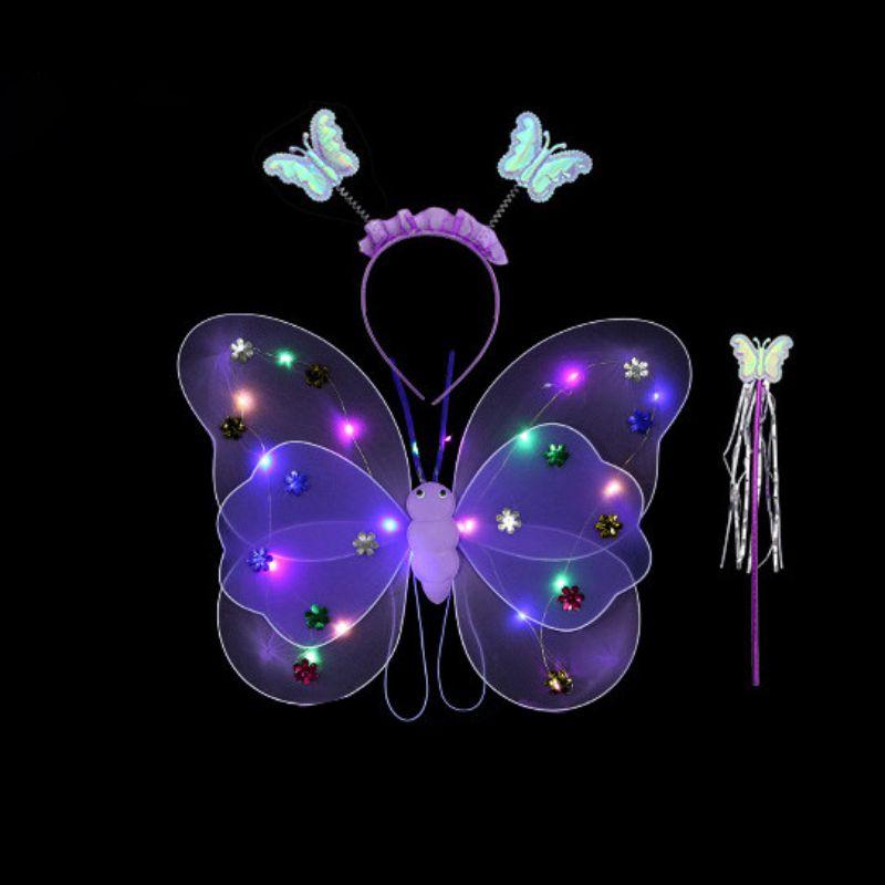 Детский светодиодный костюм бабочки, реквизит для детей, светящиеся крылья ангела на 2-8 лет, день рождения, Пасха