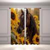 2 Pieces Horse Flower Pattern Digital Printed Curtains for Living Room  Kitchen Bedroom Study Dining Room Window Home Decor