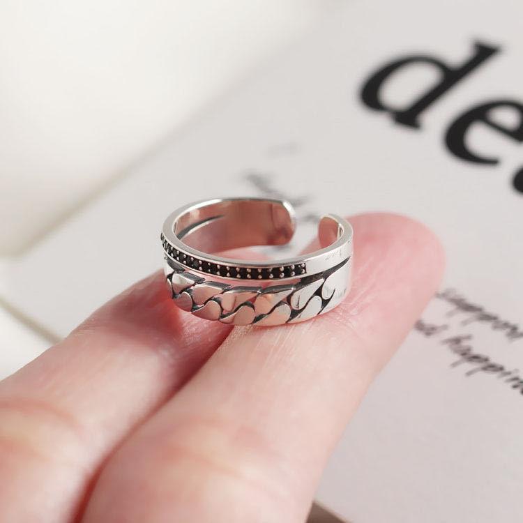 Double-layered Chain Ring for Women, Korean Ins Retro Joint Ring, Fashionable, Compact, Simple and Versatile Open Ring