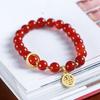 Natural 8MM Red Agate Bracelet Women's Agate Running Fu Brand Design Daily Wear Minimalist Teenager Trendy Bracelet