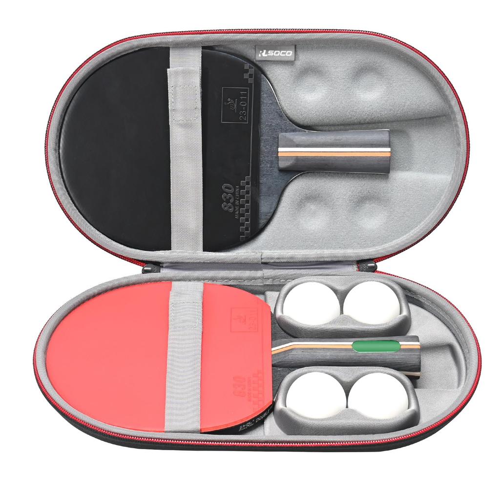RLSOCO Ping Pong PaddleTable Tennis PaddleTable Tennis Bat Hexagonal Tool Case for 2 Paddles and 4 Balls (Case Only) (Black)