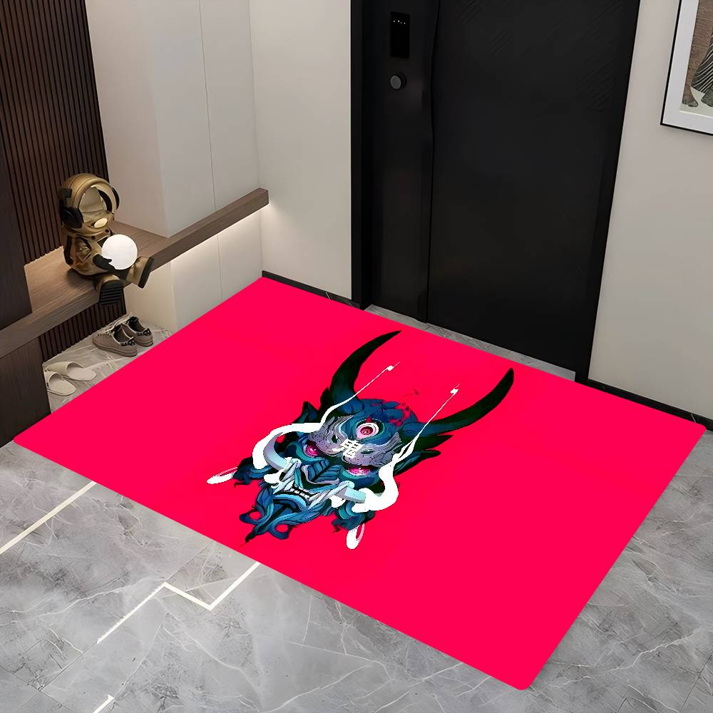 C-Киберпанк Самурай Логотип Коридорный Ковер Моющийся Нескользящий Коврик для Зоны Дивана и Кресел в Гостиной Кухонный Коврик Входной Коврик Ковер