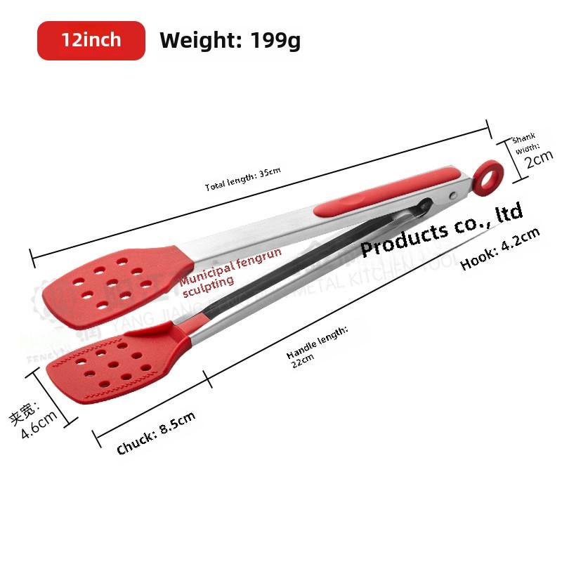 In Stock Silica Gel Food Clip Thickened Stainless Steel Food Tong Outdoor BBQ Clamp Buffet Bread Steak Barbecue Clip