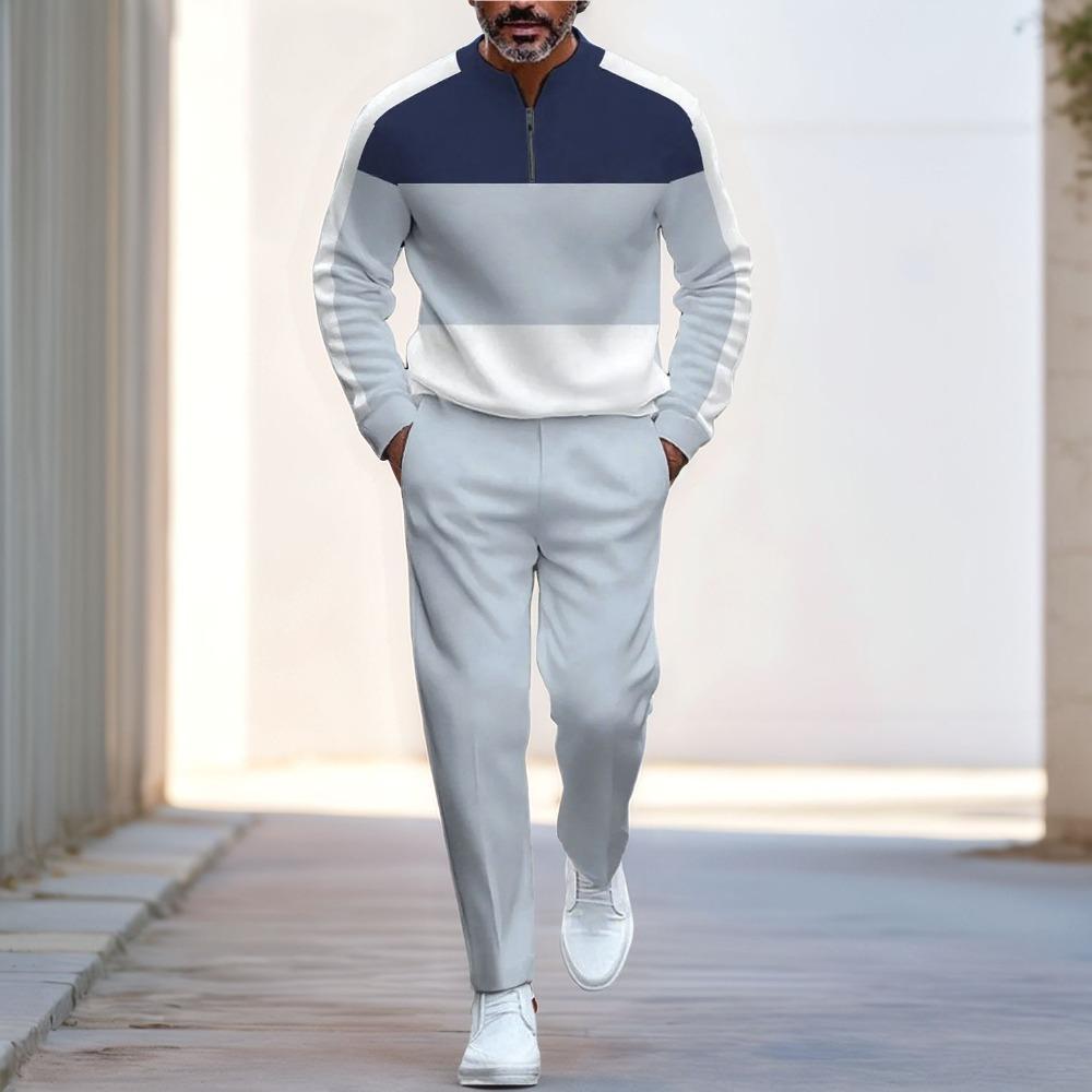 Весенне-осенняя модная уличная одежда Мужской комплект из двух предметов с длинными рукавами, на молнии до середины, со стойкой, мужская повседневная спортивная одежда