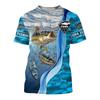 Retro Men's T-shirt, Outdoor Sports Short Sleeved T-shirt with 3D Fishing Print, Men's Casual T-shirt, Loose T-shirt, Men's Streetwear