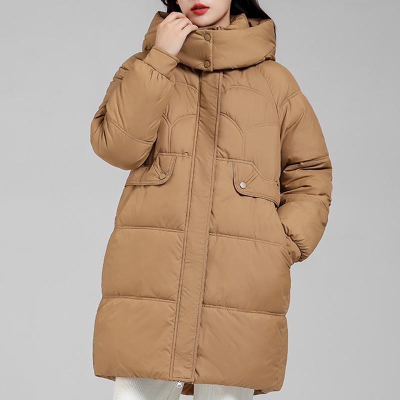 Long Coats for Women 2026 New Fashion Thick Warm Winter Women's Parkas Hooded Korean Style Solid Color Padded Jackets