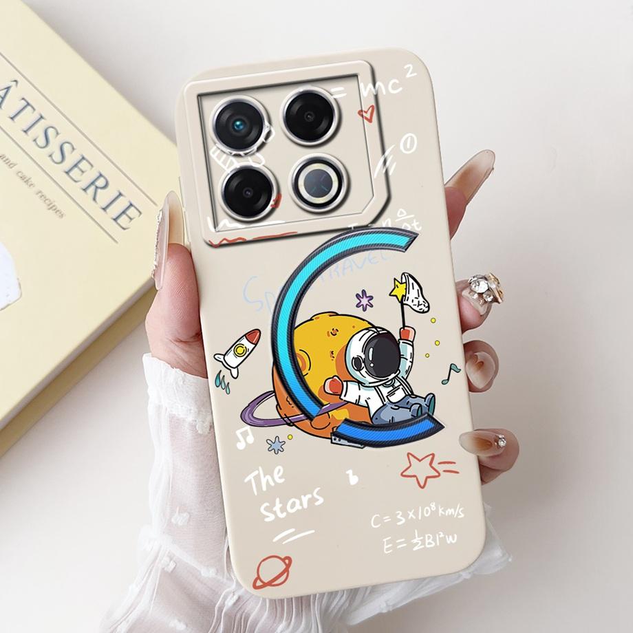 Мягкий силиконовый ТПУ матовый чехол Funda для Infinix GT 20 Pro / Infinix X6871 GT20Pro, задняя крышка, Астронавт, Лунная ночь, Расписной