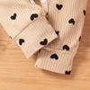 Girls' Cotton Ribbed Heart Print Bodysuit - Spring/Autumn Style