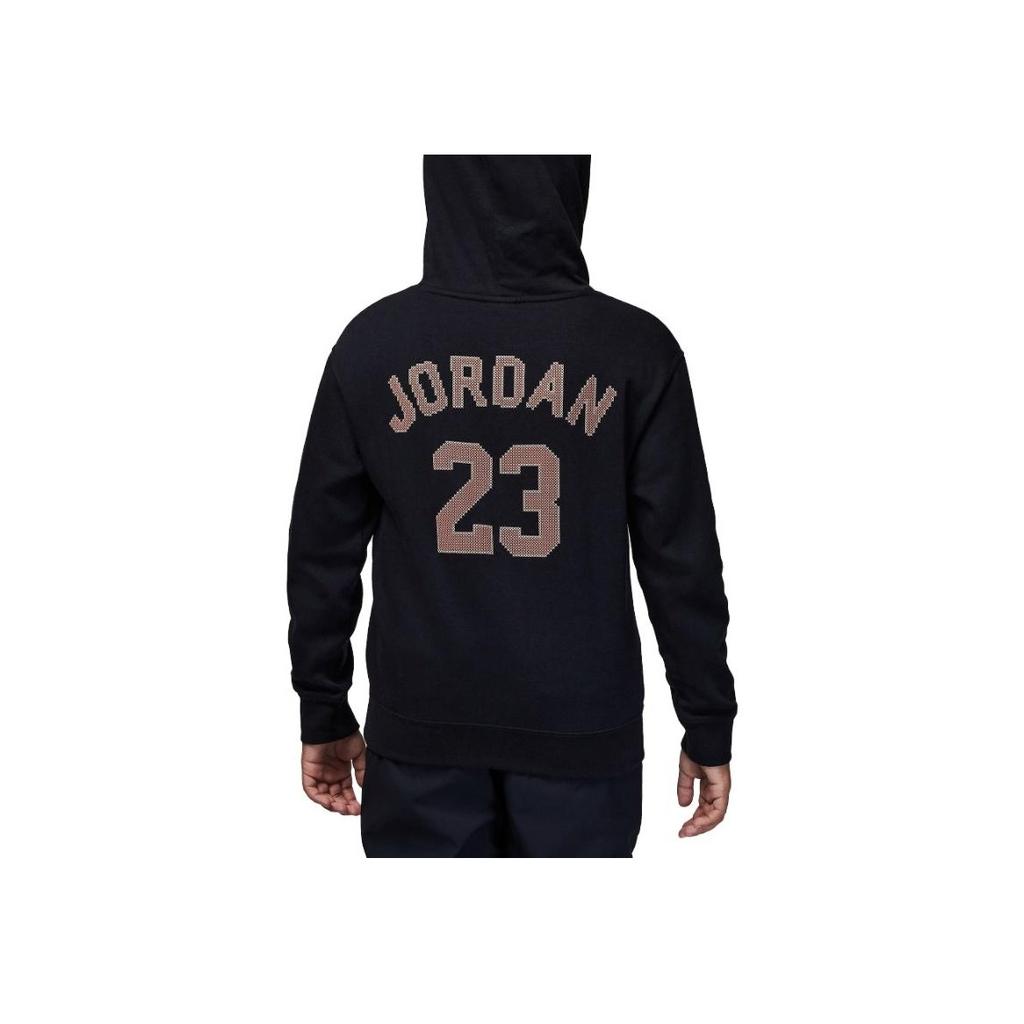 Jordan Kids Fitted Hoodie Pullover Long Sleeve Sweatshirt Spring/Summer 2023 Kids Tops Black FV5653-010