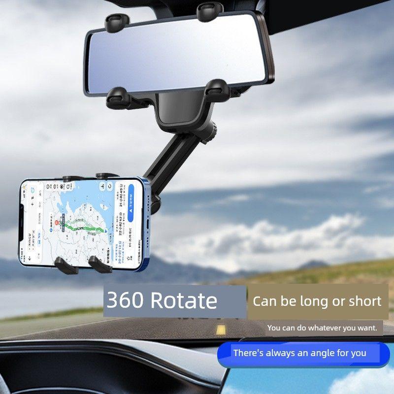 Rearview Mirror Car Phone Holder Universal Car 360 Degrees Rotate Car Navigation Fixed Multifunctional Support Frame