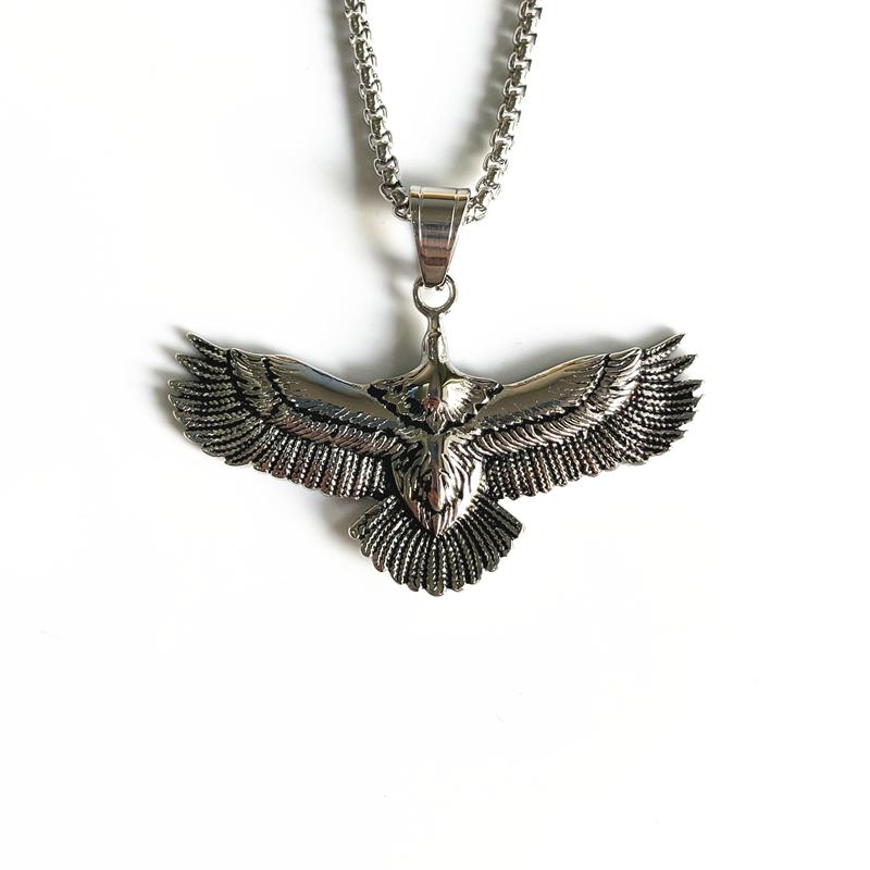 Gold Silver Color Vintage Animal Eagle Pendant Necklaces for Mens Statement Jewelry Stainless Steel Eagle Charm Bijoux
