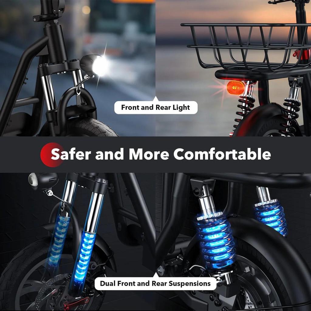 Электросамокат iScooter i12 Мотор 500 Вт 36 В 7,5 Ач Полная подвеска Максимальная скорость 25 км/ч Максимальный запас хода 35 км Черный