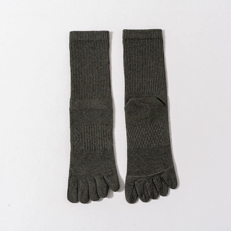 Однотонные носки с пятью пальцами Мужские носки средней длины из чистого хлопка, бесшовные, дышащие, влагоотводящие, дезодорирующие и антибактериальные, хлопковые с разделением пальцев