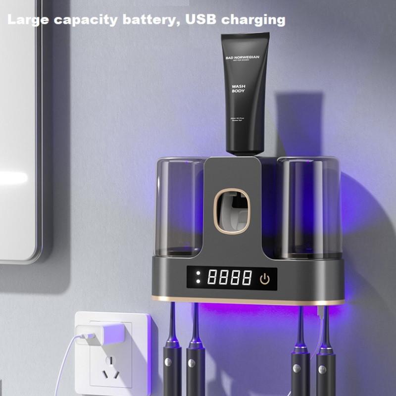 Intelligent Sterilization Disinfection Toothbrush Holder 2 Cup Toothpaste Dispenser Wall Mounted Bathroom Accessories