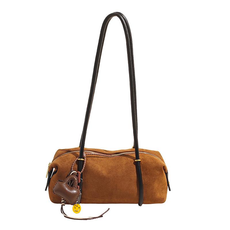 Ретро нишевая замшевая сумка-подушка женская новая сумка-мессенджер для通勤, универсальная текстурная сумка под мышкой