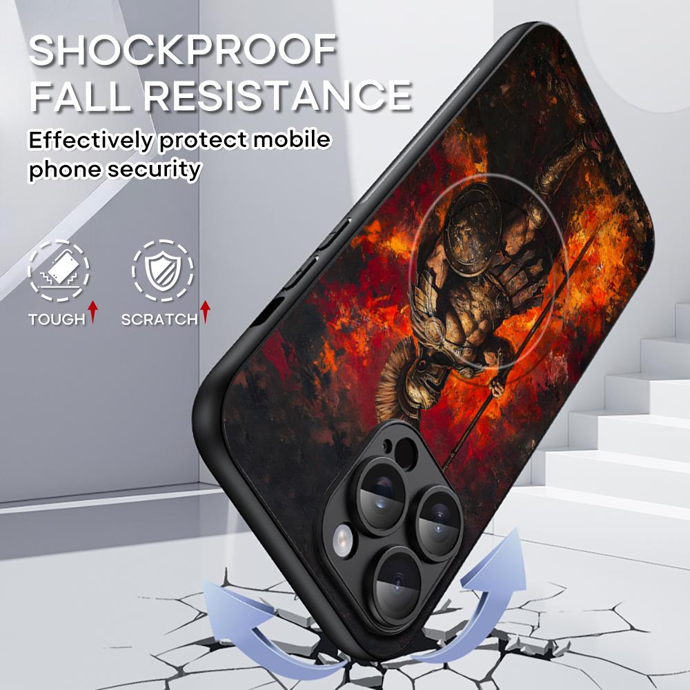 Горячий Крутой Чехол для Телефона Спартанский Воин Для iPhone 17 16 15 14 13 12 11 Plus Pro Max Высококачественный Роскошный Magsafe Овечья Кожа