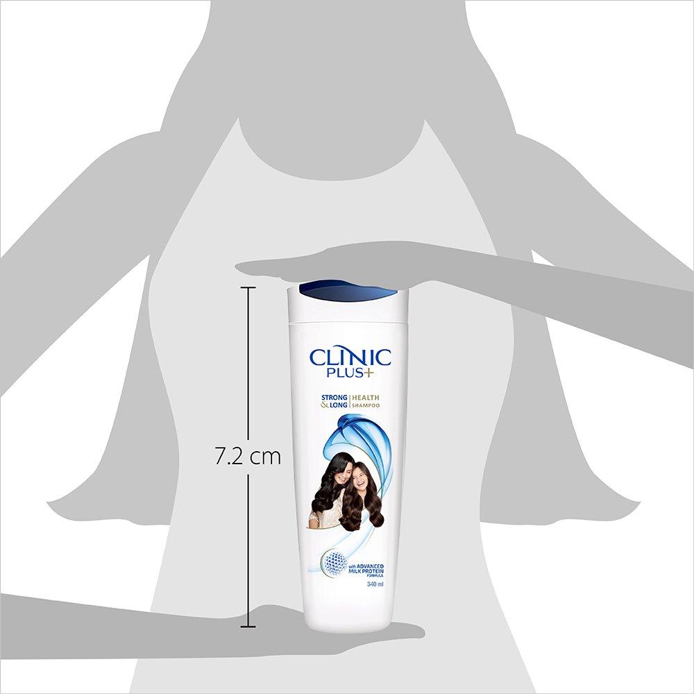 Clinic Plus Strong & Long Shampoo 340ml | With Milk Protein & Multivitamins | Nourishes Roots For Healthy Hair Growth