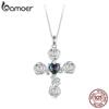 Bamoer из стерлингового серебра 925 пробы, подвеска в форме креста, ожерелье в стиле ретро с узором розы, цепочка на шею для женщин, вечерние ювелирные изделия, подарок