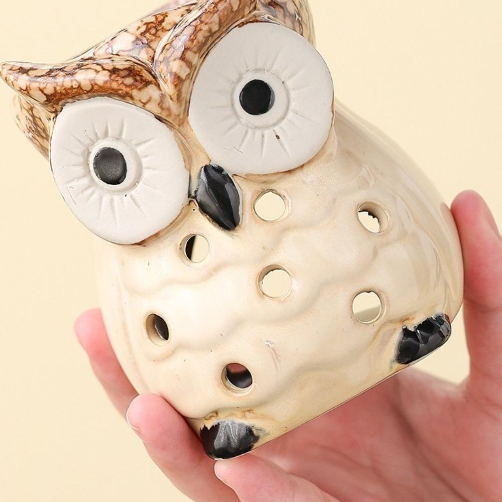 Керамическая аромалампа-сова Экологичная жаростойкая подставка для благовоний и свечей Расслабляющий контейнер для благовоний ручной работы Декор для дома