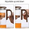 Glass Teapot with Filter Wooden Handle One Click Magnetic Switch Tea Separation Filtration Suitable for Family Gifts Offices