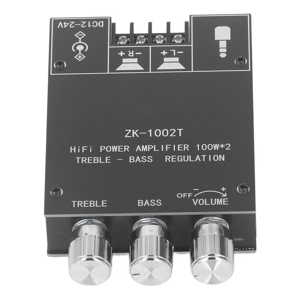 Плата усилителя мощности звука 100 Вт Bluetooth 5.0 двухканальная плата стерео аудиоресивера DC12‑24 В