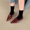 2025 Spring and Autumn New Pointed Flat Single Shoes Two-wear Flat Heel British College Style Casual Small Leather Shoes Women
