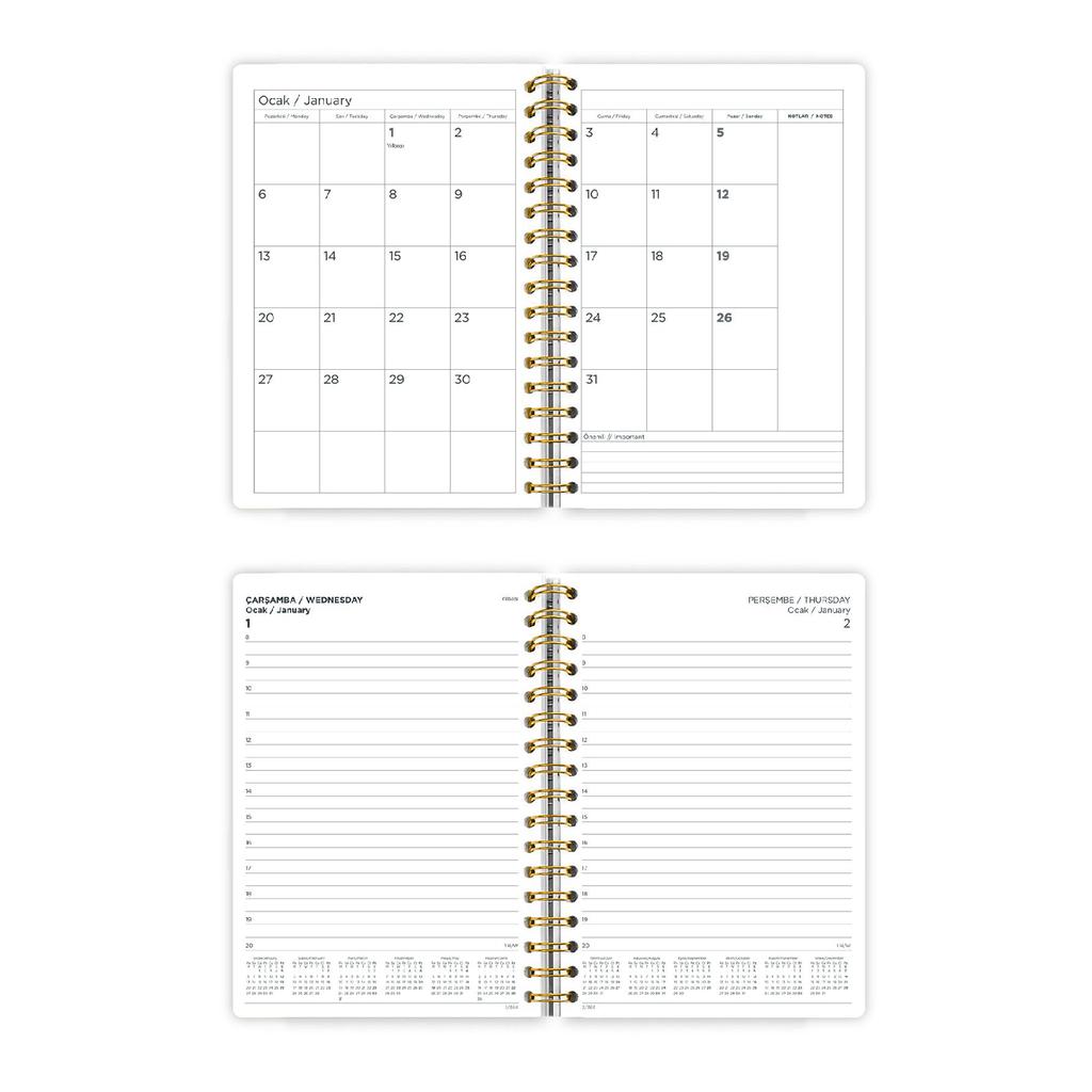 Спиральная твердая обложка Ежедневная повестка дня на 2025 год A5